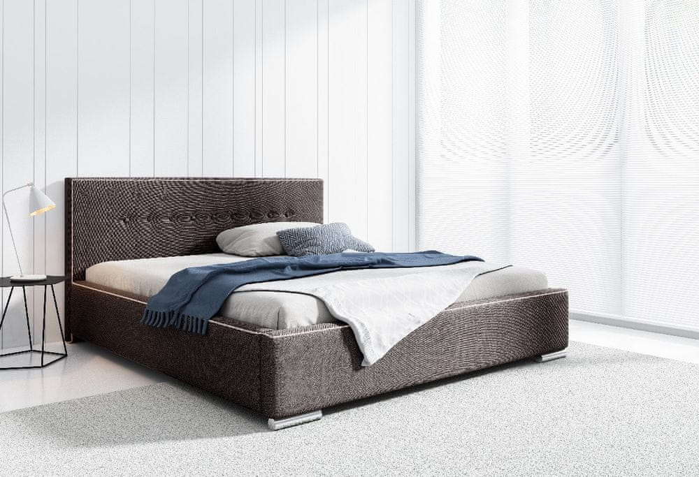 Veneti Čalúnená posteľ Ingrid s úložným priestorom hnedá 160 x 200