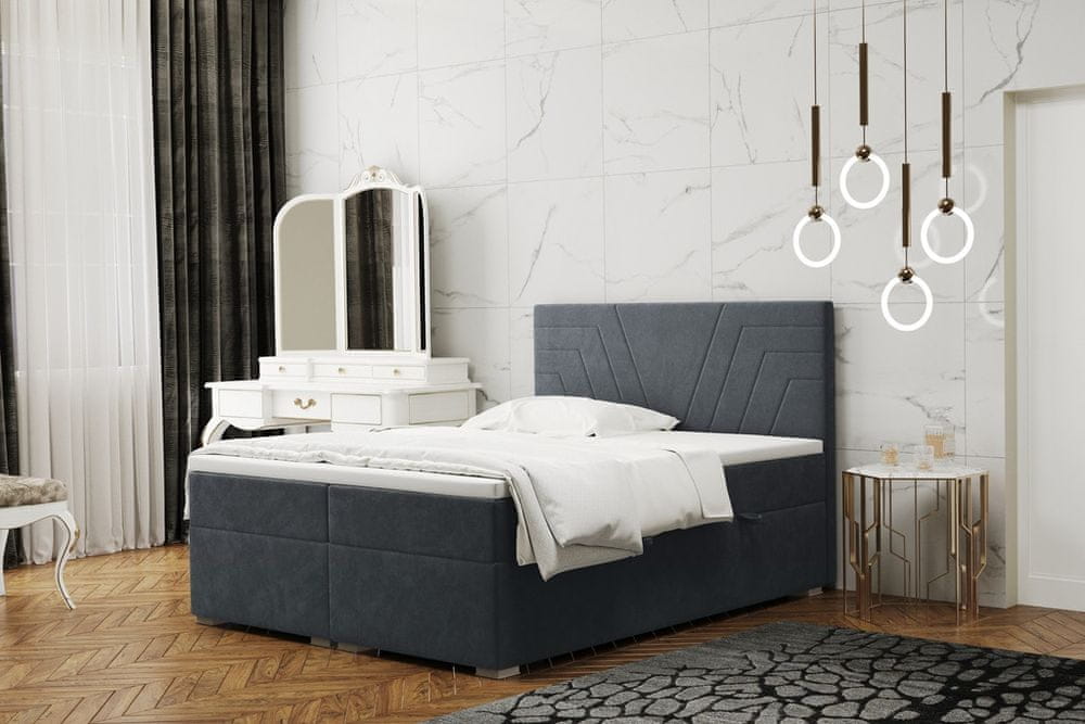 Veneti Pohodlná posteľ ILIANA - 200x200, tmavo šedá