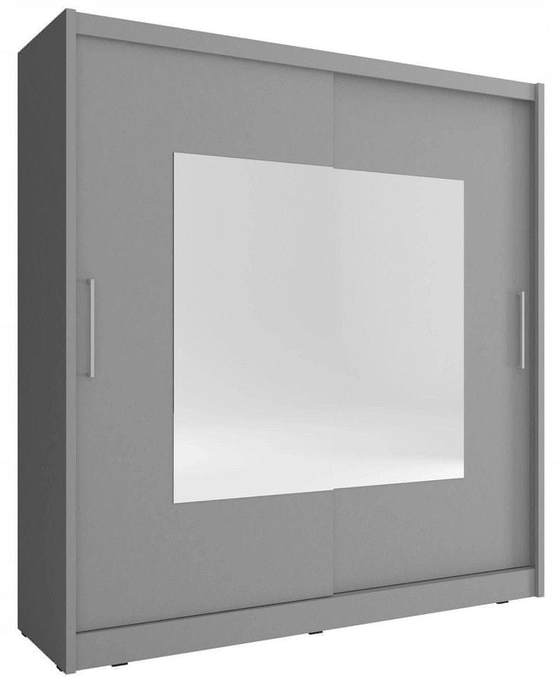 Veneti Šatníková skriňa so zrkadlom 200 cm WESTON 1 - grafit