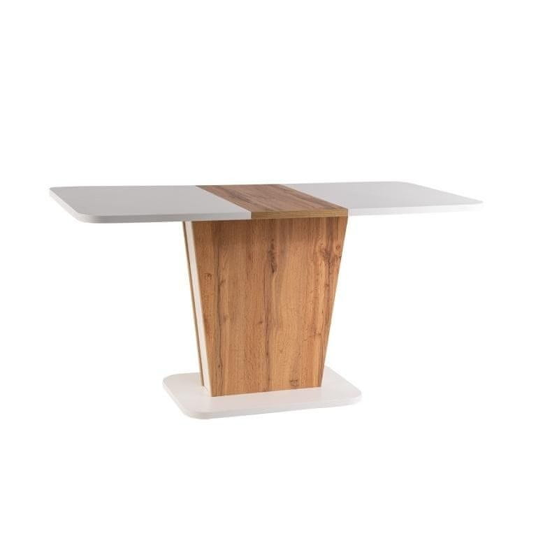 Veneti Rozkladací jedálenský stôl FERKO - 110x68 cm, matný biely / dub wotan