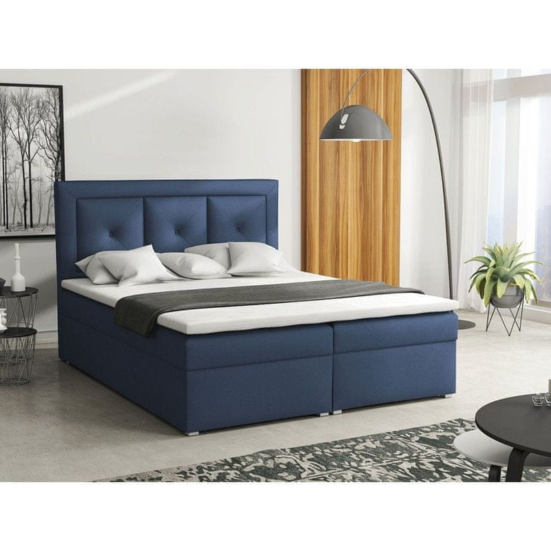 Veneti Manželská kontinentálna posteľ 180x200 GOSTORF 2 - tmavá modrá + topper ZDARMA