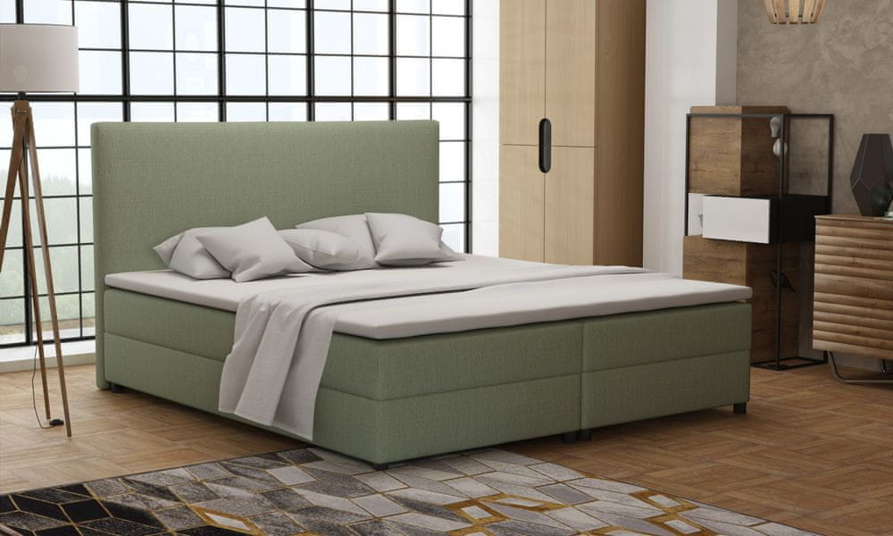 Veneti Boxspringová posteľ 140x200 s nožičkami 5 cm CYRILA - zelená