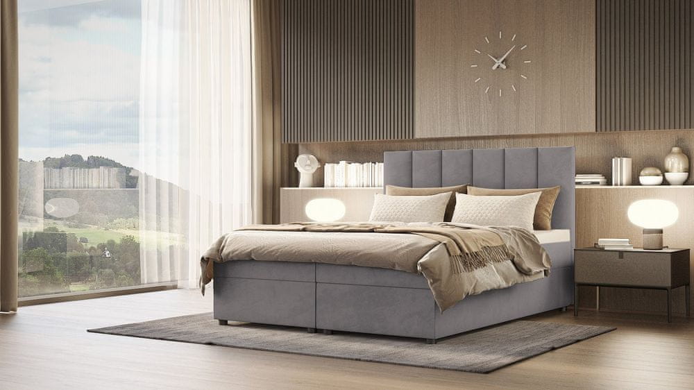 Veneti Hotelová posteľ DELTA - 140x200, svetlo šedá