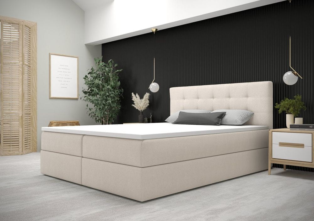 Veneti Moderná posteľ s úložným priestorom 160x200 STIG 5 - béžová