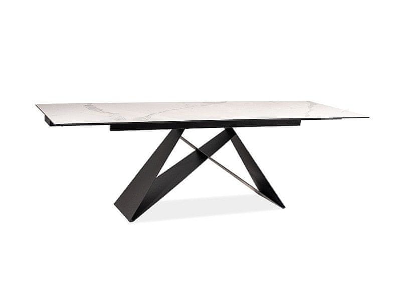 Veneti Rozkladací jedálenský stôl VIDOR 2 - 160x90, biely mramor / čierny