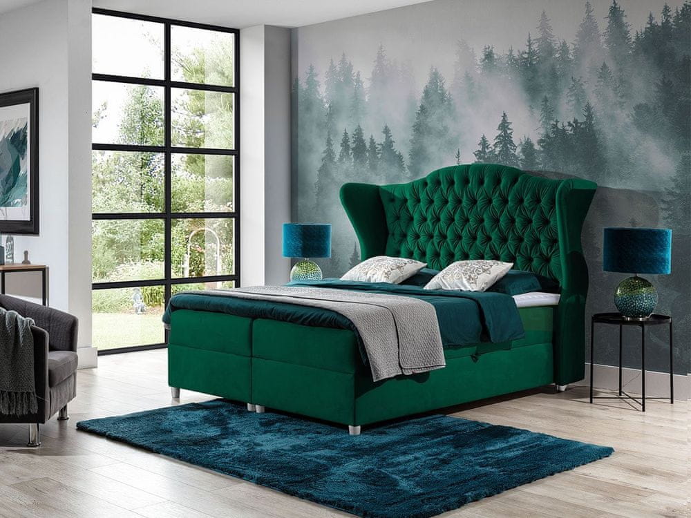 Veneti Kontinentálna manželská posteľ 140x200 NEIVA - zelená + topper ZDARMA