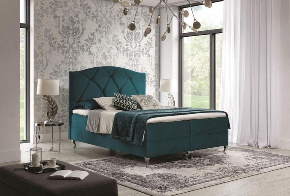 Veneti Kontinentálna posteľ 160x200 BENITA - modrozelená + topper ZADARMO