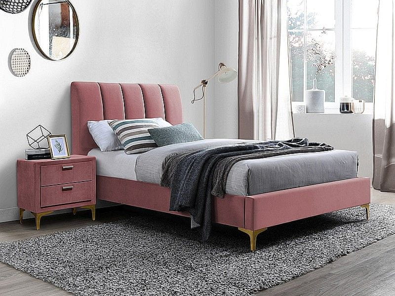 Veneti Čalúnená jednolôžková posteľ VESNA - 90x200 cm, ružová