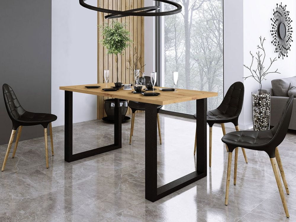 Veneti Obdĺžnikový jedálenský stôl IMPER 1 - dub artisan / čierny mat