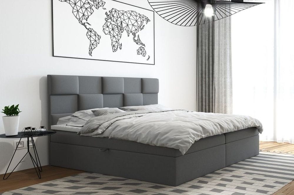 Veneti Čalúnená posteľ s úložným priestorom 140x200 SCOTTY - sivá