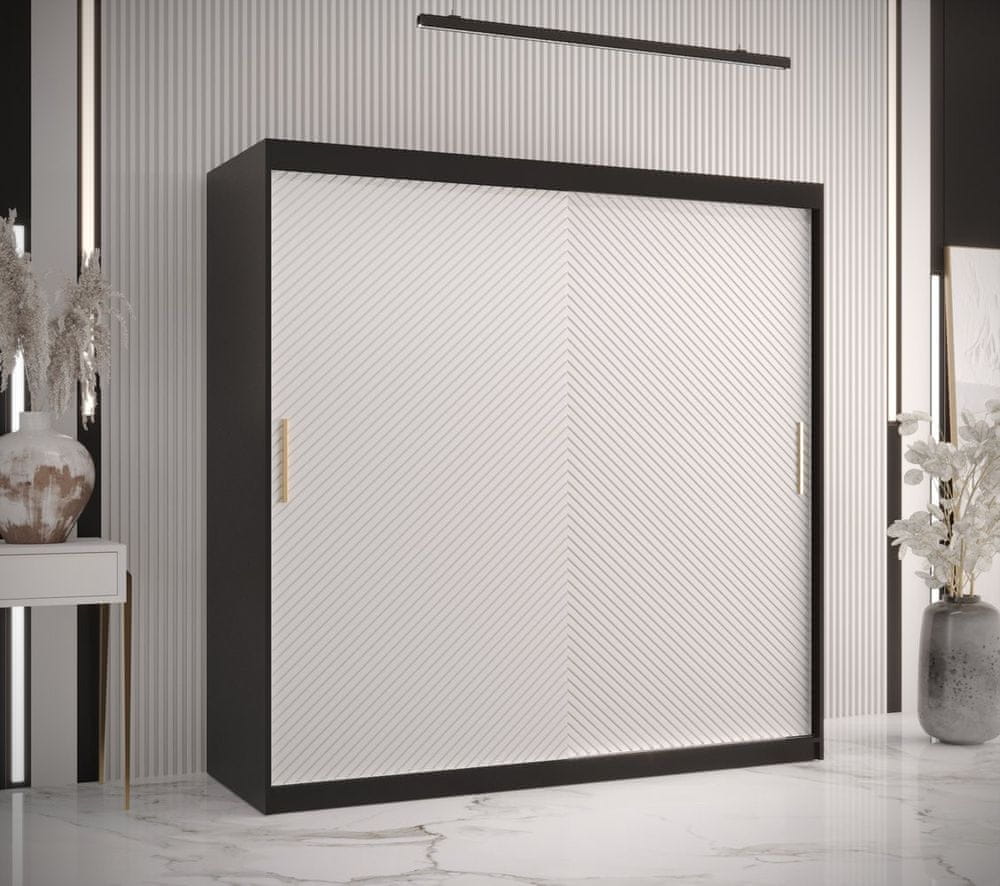 Veneti Skriňa s posuvnými dverami PAOLA - šírka 180 cm, čierna / biela