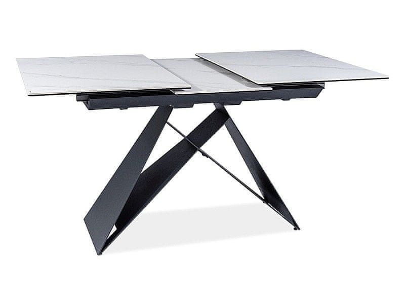 Veneti Rozkladací jedálenský stôl VIDOR 2 - 120x80, biely mramor / čierny