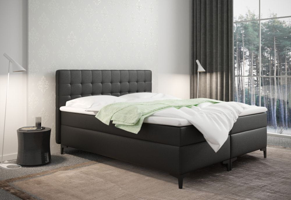 Veneti Americká posteľ s úložným priestorom DAJANA - 180x200, čierna eko koža