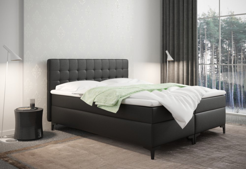 Veneti Americká posteľ s úložným priestorom DAJANA - 120x200, čierna eko koža