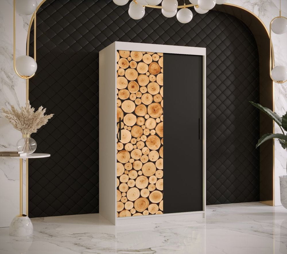 Veneti Šatníková skriňa s posuvnými dverami SUZAN 1 - šírka 100 cm, biela / čierna