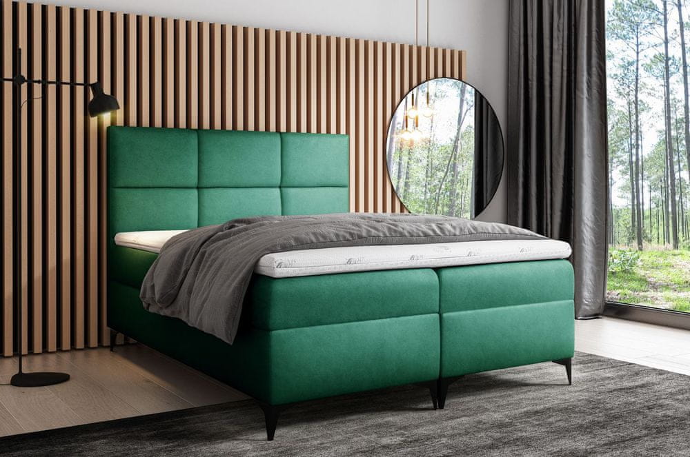 Veneti Dizajnová posteľ FIZA - 180x200, zelená + topper ZDARMA