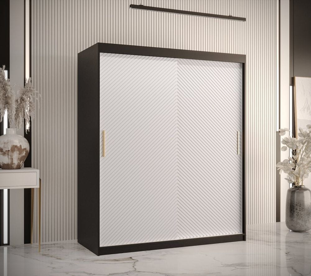 Veneti Skriňa s posuvnými dverami PAOLA - šírka 150 cm, čierna / biela