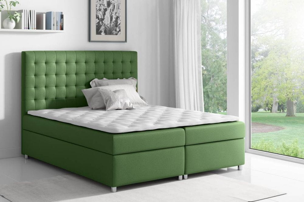 Veneti Kontinentálna posteľ Evio zelená 180 + topper zdarma