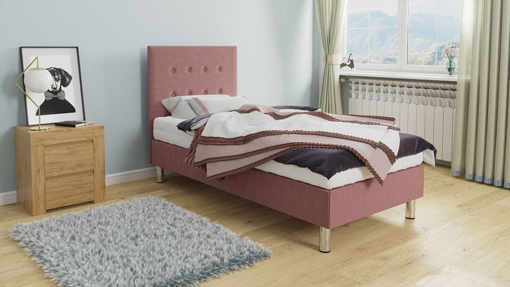 Veneti Kontinentálna jednolôžková posteľ 80x200 NECHLIN 1 - ružová