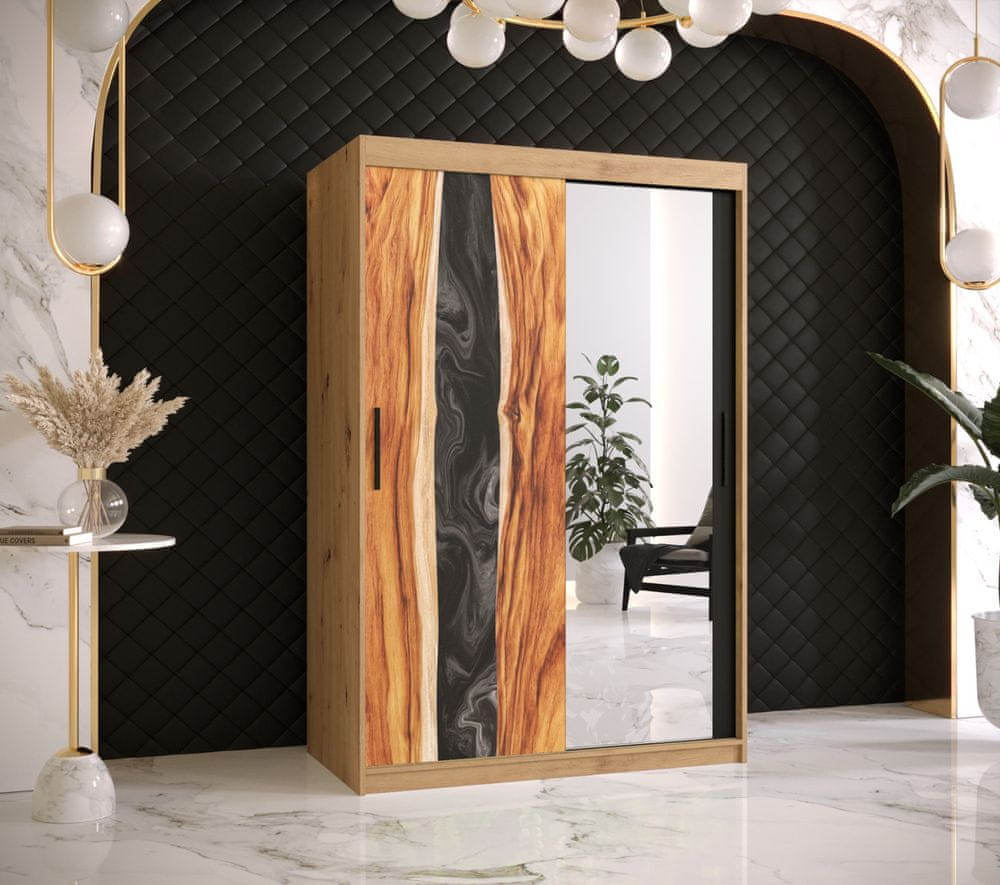 Veneti Šatníková skriňa s posuvnými dverami STACY 3 - šírka 120 cm, dub artisan