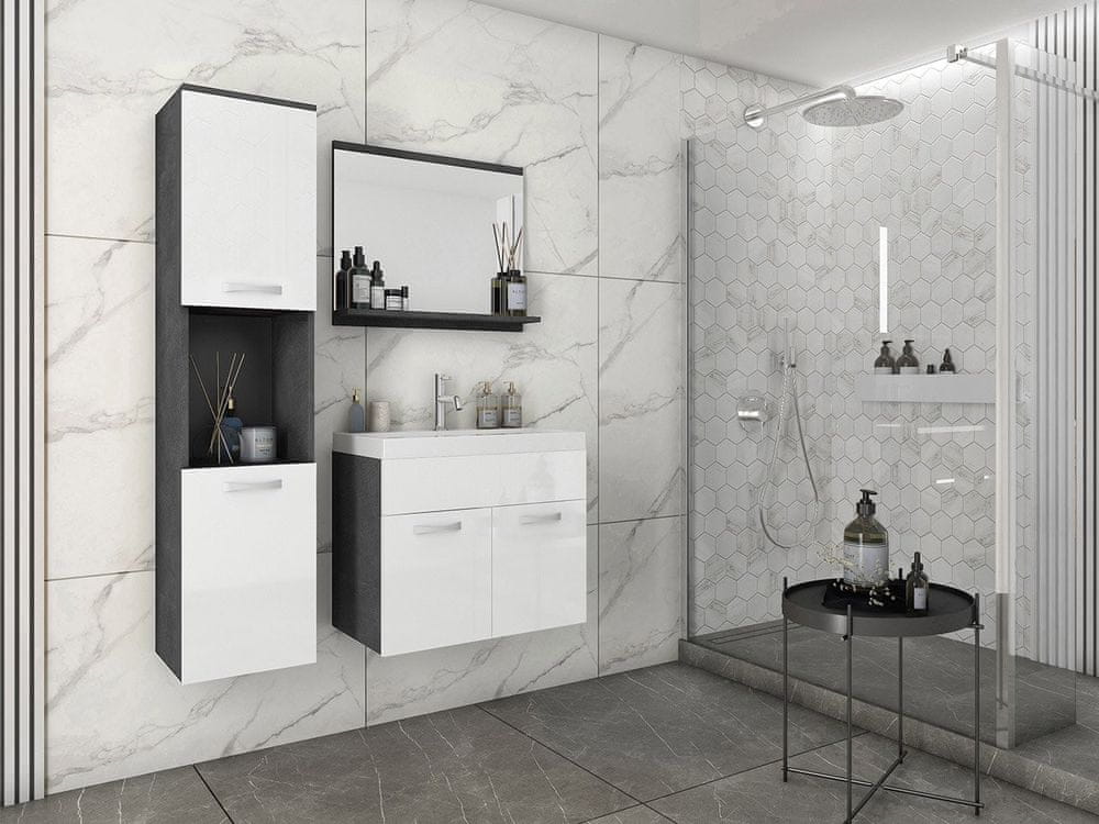 Veneti Kúpeľňová zostava s umývadlom ZORAIDA - matera / lesklá biela + batéria Economico ZDARMA