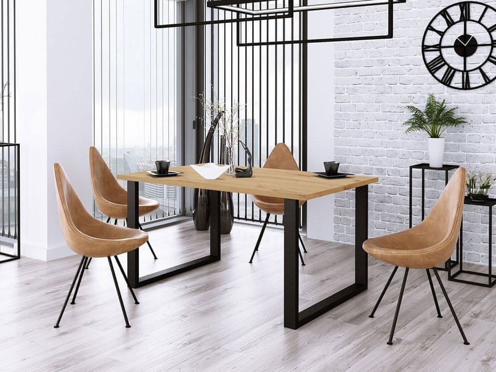 Veneti Obdĺžnikový jedálenský stôl IMPER 4 - dub artisan / čierny mat