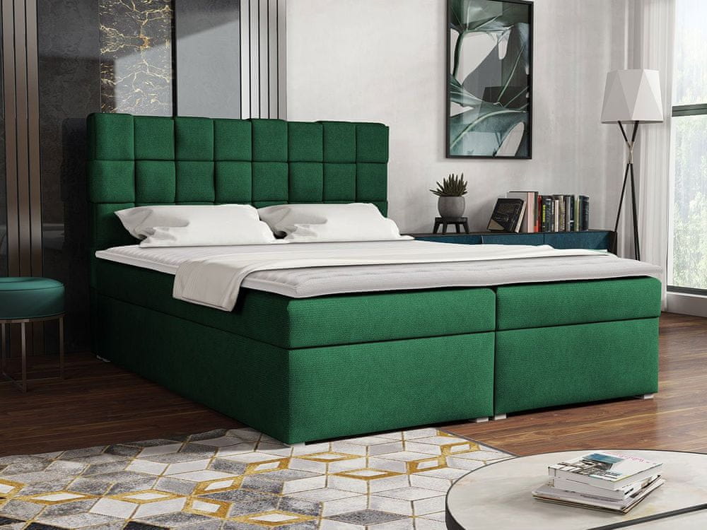 Veneti Kontinentálna manželská posteľ 160x200 WARNOW 1 - zelená + topper ZDARMA