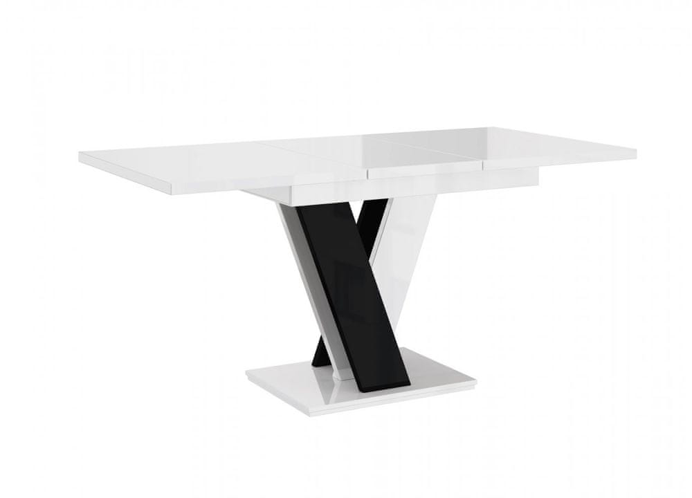 Veneti Rozkladací jedálenský stôl MAEL - biely lesk / čierny lesk