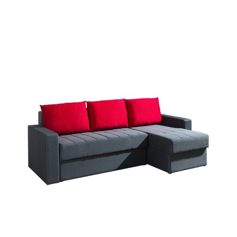 Veneti Rohová sedačka s úložným priestorom DELAWARE - šedá / červená