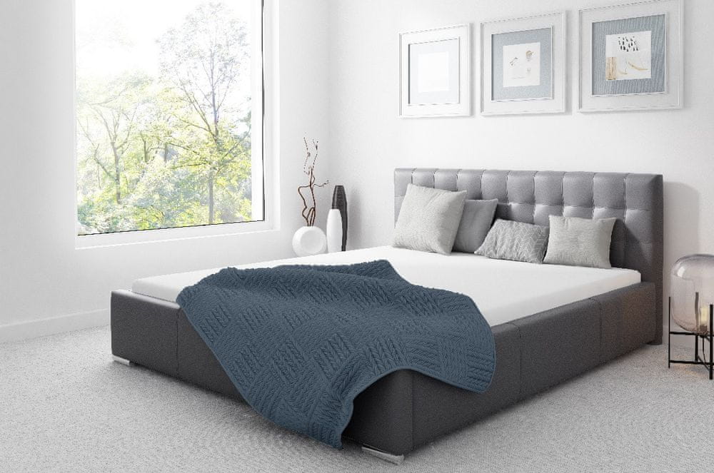 Veneti Čalúnená posteľ Soffio s úložným priestorom šedá eko koža 180 x 200