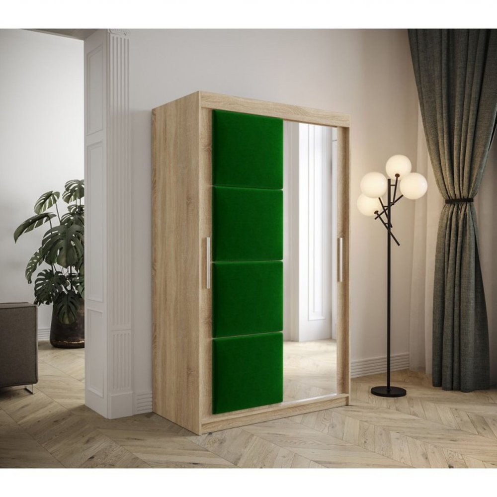 Veneti Šatníková skriňa s posuvnými dverami 120 cm TALIA - dub sonoma / zelená