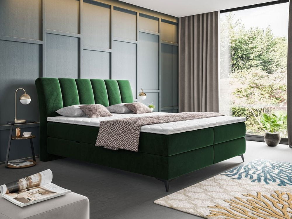 Veneti Kontinentálna manželská posteľ 160x200 TALLOW - zelená + topper ZDARMA