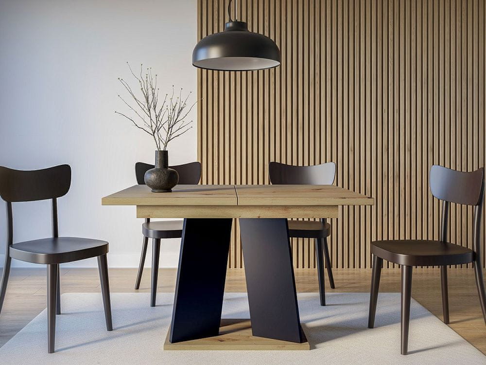 Veneti Moderný rozkladací jedálenský stôl RANDOY - dub artisan / čierny
