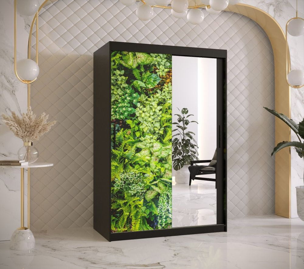 Veneti Šatníková skriňa s posuvnými dverami MAYA 3 - šírka 120 cm, čierna