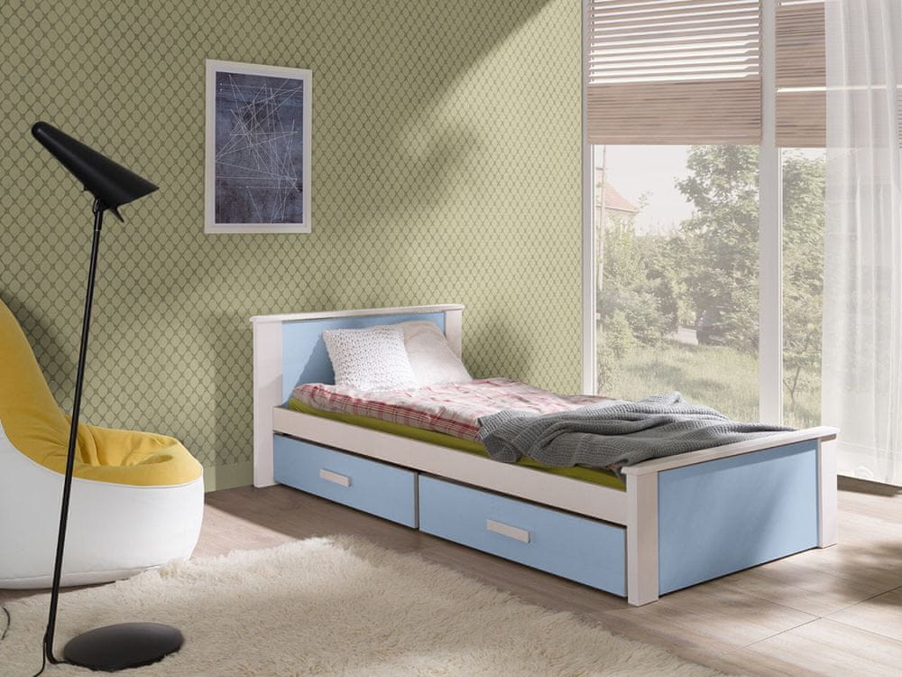 Veneti Detská posteľ s úložným priestorom 80x180 POLCH - biela / modrá