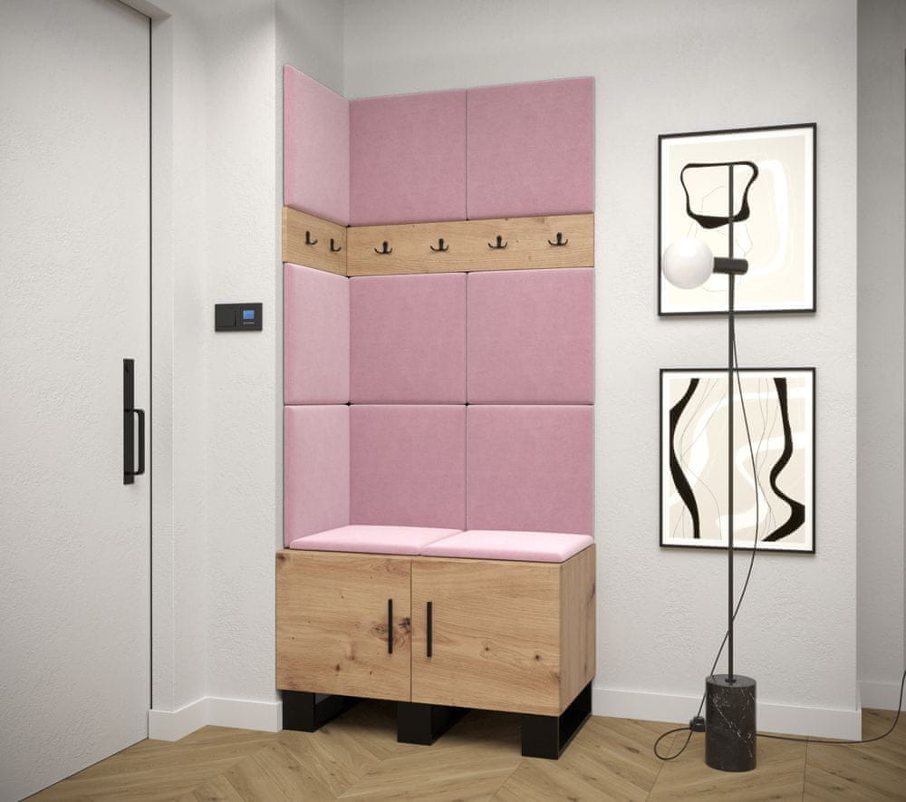 Veneti Predsieňová zostava RUMIE 11 - dub artisan, ružové panely