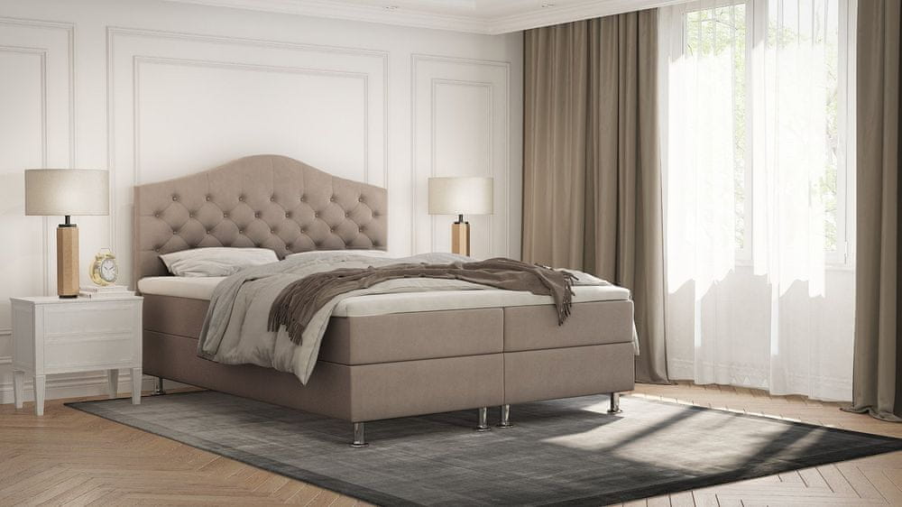 Veneti Elegantná posteľ LADY - 200x200, béžová