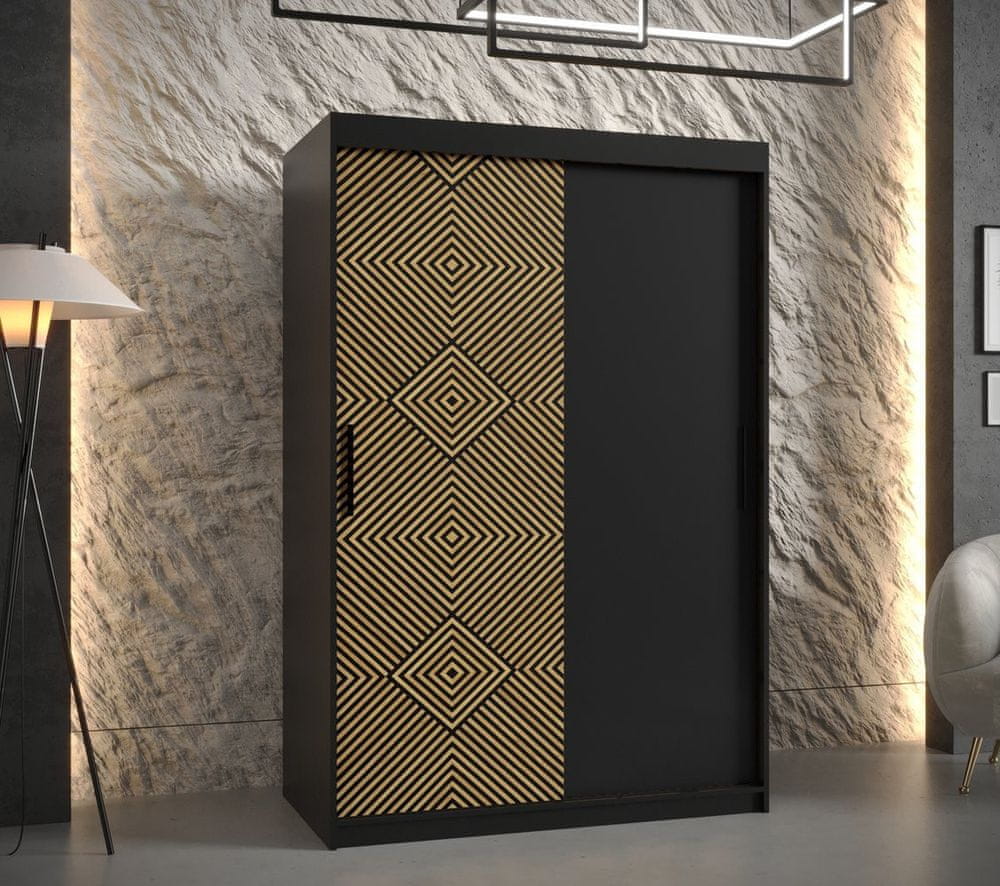 Veneti Priestranná šatníková skriňa s posuvnými dverami MARIEM 1 - šírka 120 cm, čierna