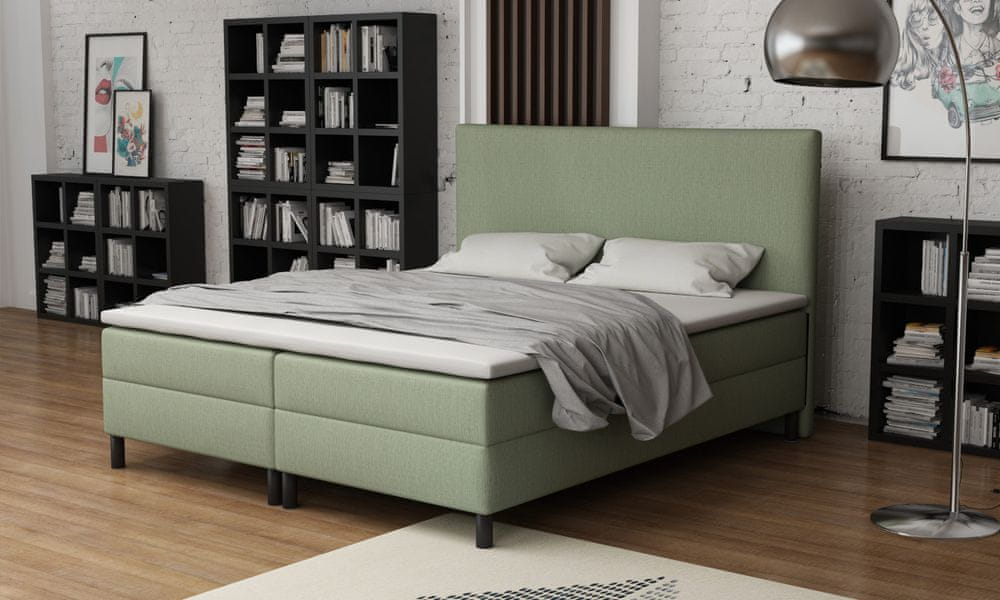 Veneti Čalúnená manželská posteľ 160x200 s nožičkami 12 cm CYRILA - zelená