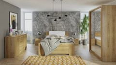 Veneti Spálňová zostava s posteľou 160x200 CORTLAND 1 - dub zlatý / biela ekokoža