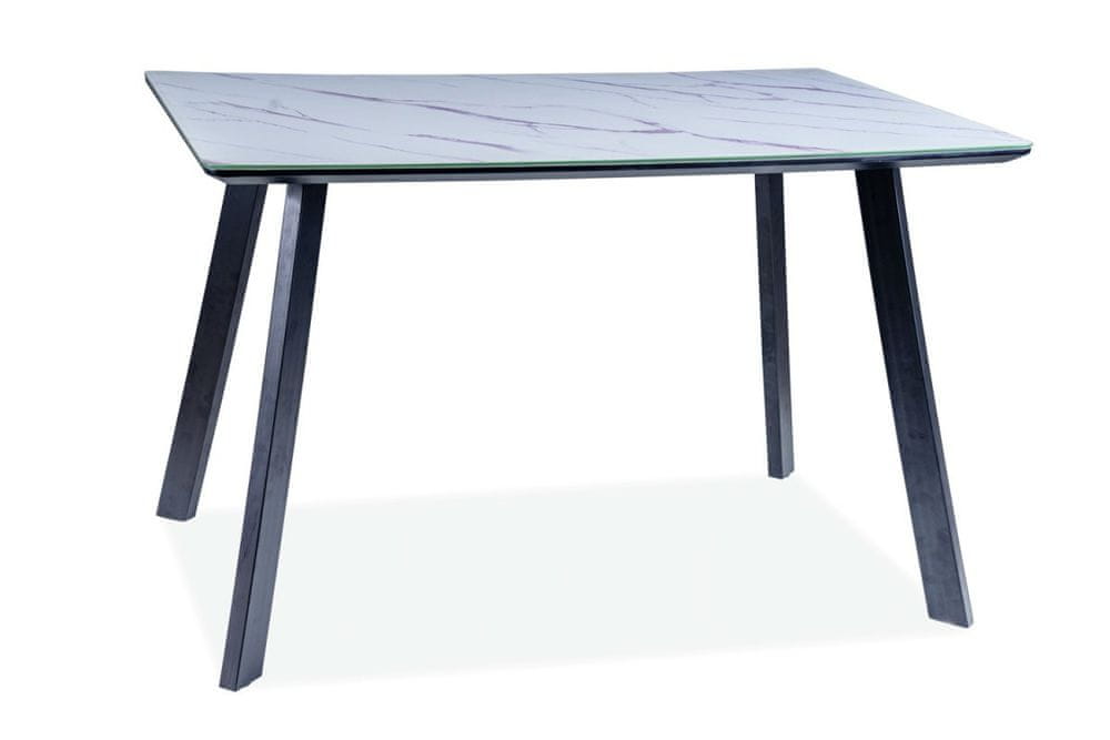 Veneti Jedálenský stôl GERLACH - 120x80, biely mramor / matný čierny