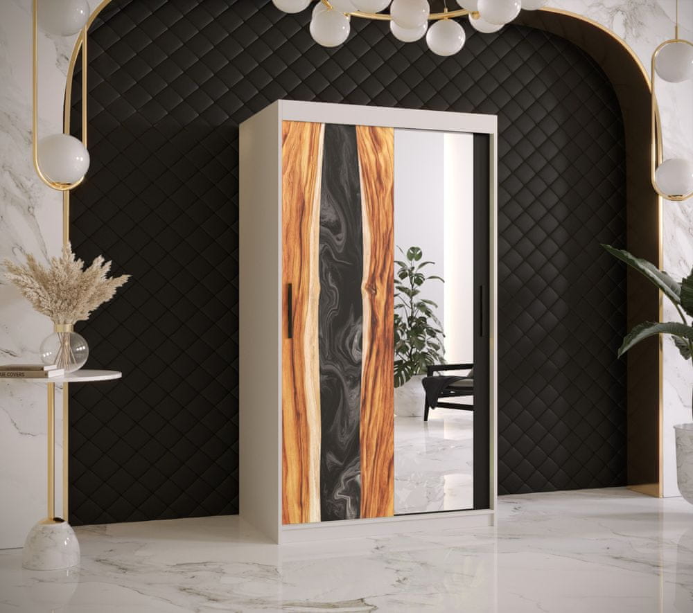 Veneti Šatníková skriňa s posuvnými dverami STACY 3 - šírka 100 cm, biela