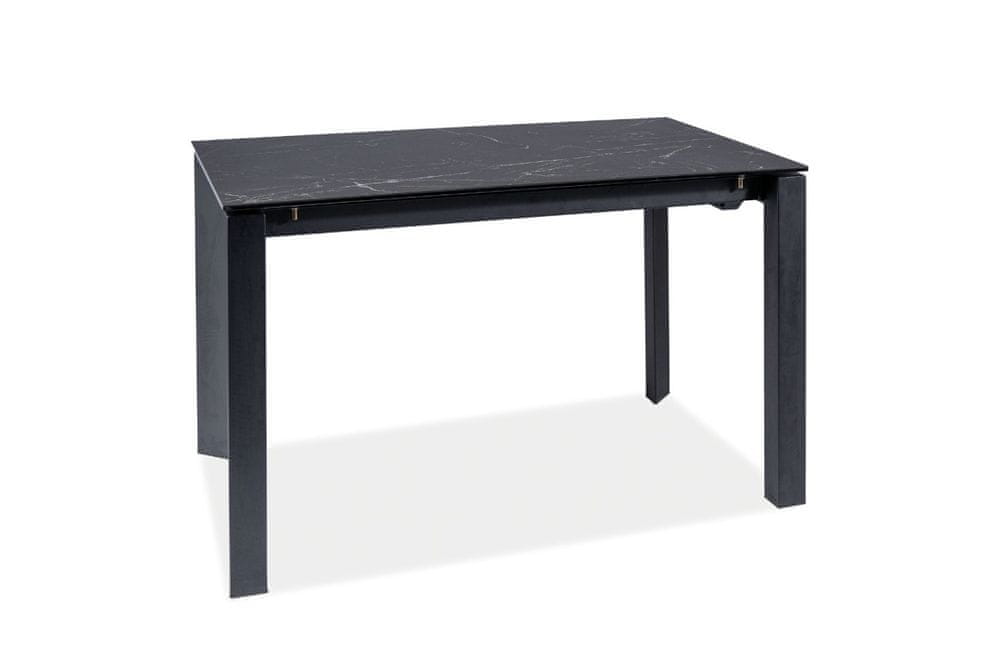 Veneti Rozkladací jedálenský stôl RADMIL - 120x80, čierny mramor / čierny