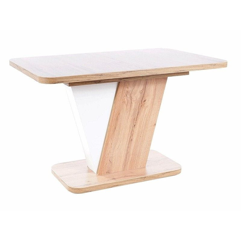 Veneti Rozkladací jedálenský stôl JAROSLAV - 120x80, dub wotan / matný biely