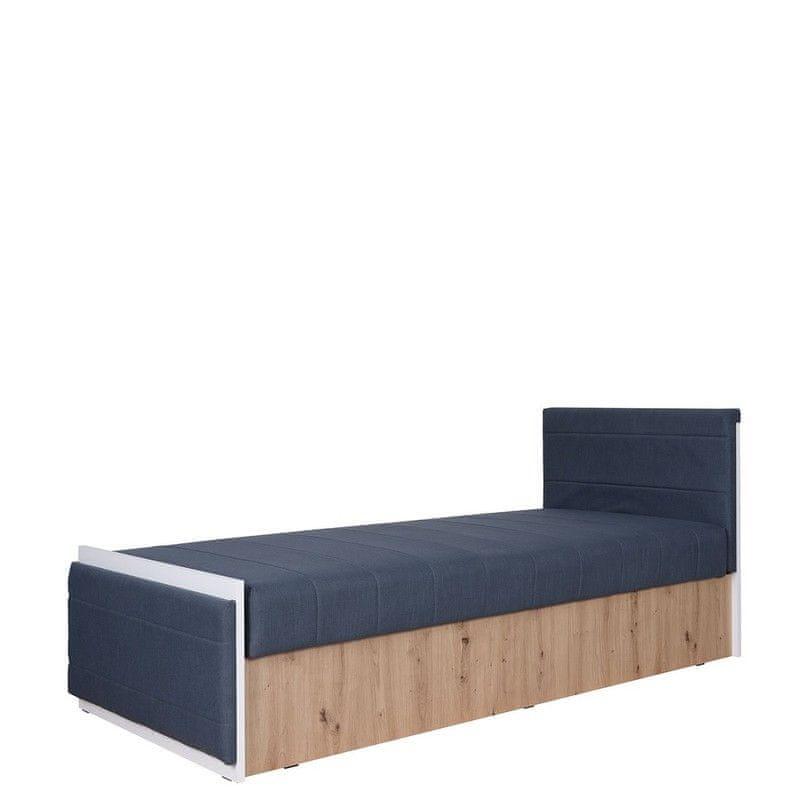 Veneti Jednolôžková posteľ s matracom 90x200 BROKEN - biela / dub artisan / čierna