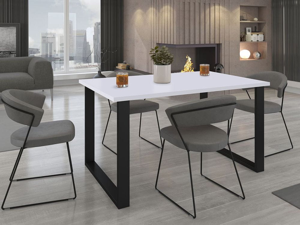 Veneti Obdĺžnikový jedálenský stôl IMPER 3 - biely / čierny mat