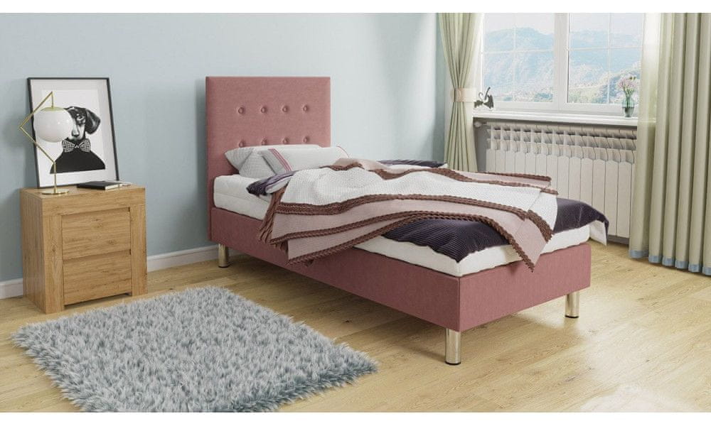 Veneti Čalúnená jednolôžková posteľ 90x200 NECHLIN 3 - ružová