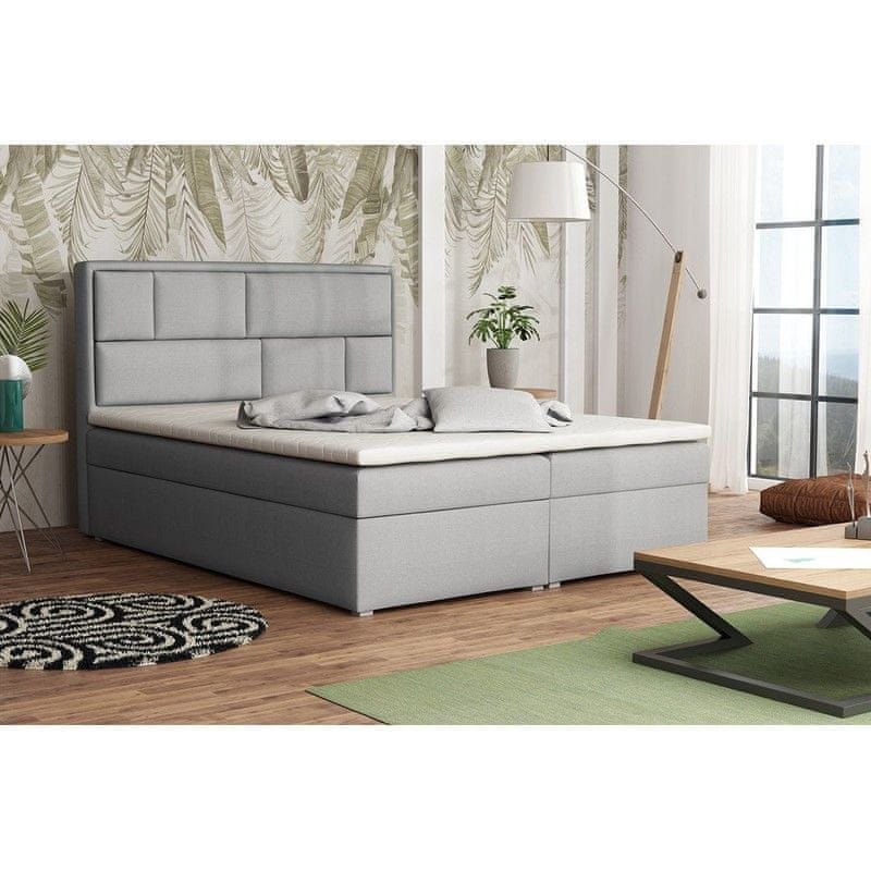 Veneti Boxspringová manželská posteľ s úložným priestorom 160x200 IVENDORF 1 - svetlá šedá + topper ZDARMA