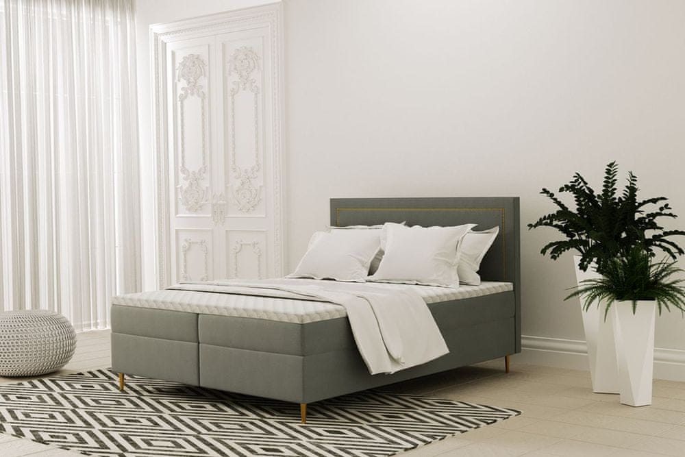 Veneti Pohodlná boxspringová posteľ JANINA - 200x200, šedá