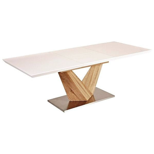 Veneti Rozkladací jedálenský stôl BENJAMIN 1 - 160x90, biely / dub sonoma